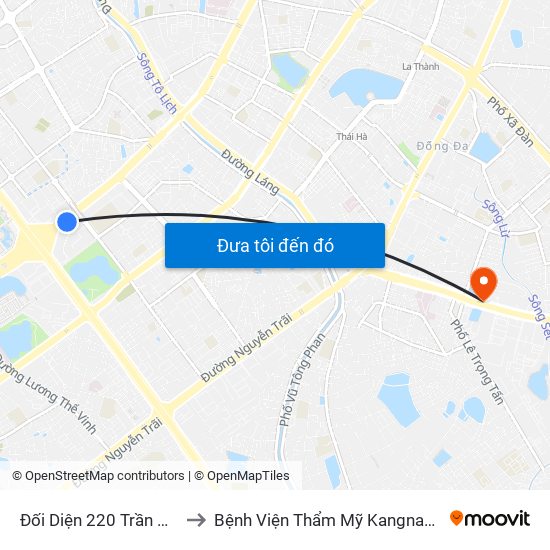 Đối Diện 220 Trần Duy Hưng to Bệnh Viện Thẩm Mỹ Kangnam Hàn Quốc map