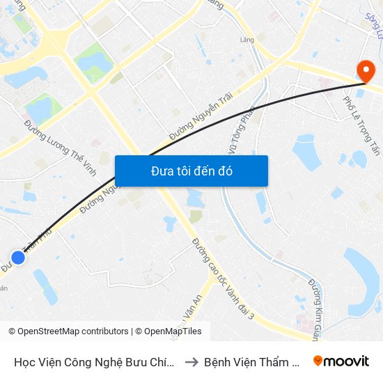 Học Viện Công Nghệ Bưu Chính Viễn Thông - Trần Phú (Hà Đông) to Bệnh Viện Thẩm Mỹ Kangnam Hàn Quốc map