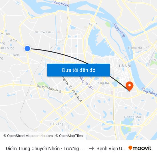 Điểm Trung Chuyển Nhổn - Trường Đại Học Công Nghiệp Hà Nội - Đường 32 to Bệnh Viện Ung Bướu Hà Nội map