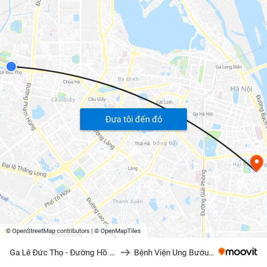 Ga Lê Đức Thọ - Đường Hồ Tùng Mậu to Bệnh Viện Ung Bướu Hà Nội map