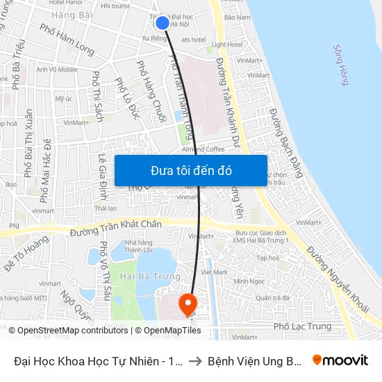 Đại Học Khoa Học Tự Nhiên - 19 Lê Thánh Tông to Bệnh Viện Ung Bướu Hà Nội map