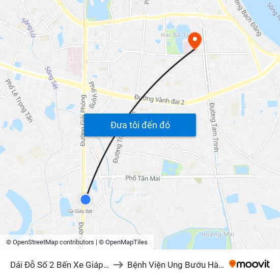 Dải Đỗ Số 2 Bến Xe Giáp Bát to Bệnh Viện Ung Bướu Hà Nội map