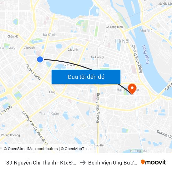 89 Nguyễn Chí Thanh - Ktx Đại Học Luật to Bệnh Viện Ung Bướu Hà Nội map