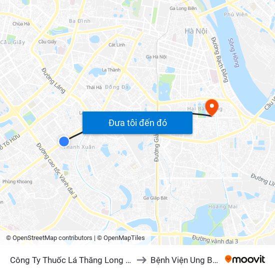 Công Ty Thuốc Lá Thăng Long - 235 Nguyễn Trãi to Bệnh Viện Ung Bướu Hà Nội map