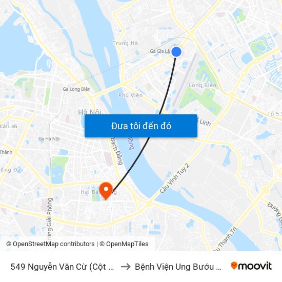 549 Nguyễn Văn Cừ (Cột Trước) to Bệnh Viện Ung Bướu Hà Nội map