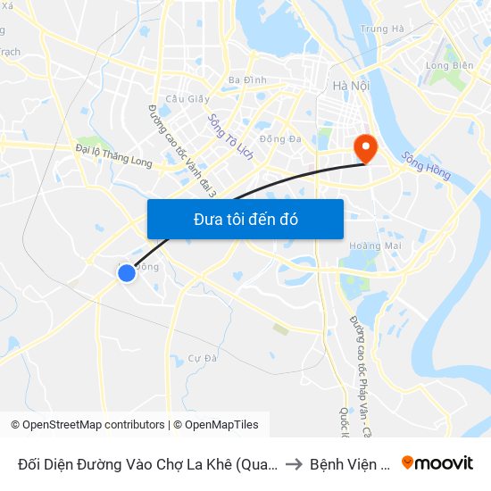 Đối Diện Đường Vào Chợ La Khê (Qua Ga Metro La Khê) - 405 Quang Trung (Hà Đông) to Bệnh Viện Ung Bướu Hà Nội map