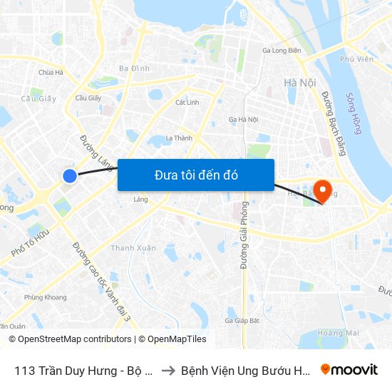 113 Trần Duy Hưng - Bộ Khcn to Bệnh Viện Ung Bướu Hà Nội map