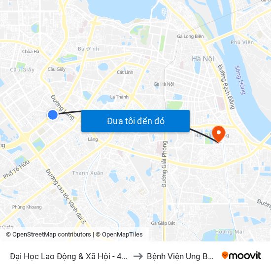 Đại Học Lao Động & Xã Hội - 43 Trần Duy Hưng to Bệnh Viện Ung Bướu Hà Nội map