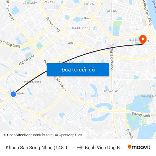 Khách Sạn Sông Nhuệ (148 Trần Phú- Hà Đông) to Bệnh Viện Ung Bướu Hà Nội map