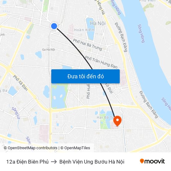 12a Điện Biên Phủ to Bệnh Viện Ung Bướu Hà Nội map