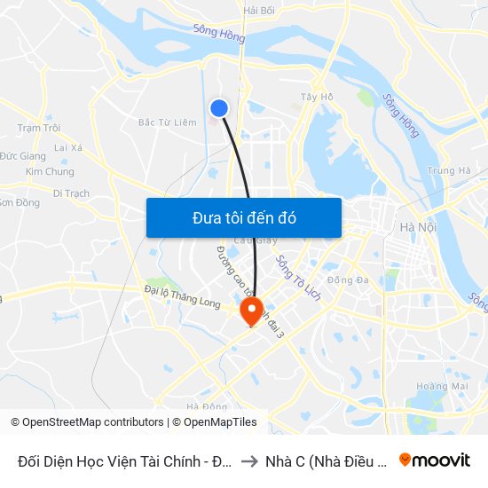 Đối Diện Học Viện Tài Chính - Đường Đức Thắng to Nhà C (Nhà Điều Trị Nội Trú) map