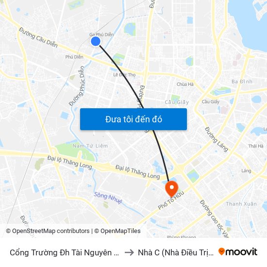 Cổng Trường Đh Tài Nguyên Môi Trường to Nhà C (Nhà Điều Trị Nội Trú) map