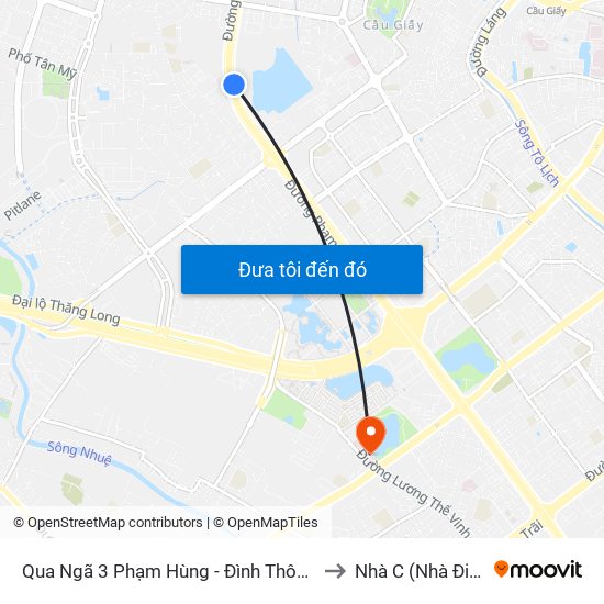Qua Ngã 3 Phạm Hùng - Đình Thôn (Hướng Đi Phạm Văn Đồng) to Nhà C (Nhà Điều Trị Nội Trú) map