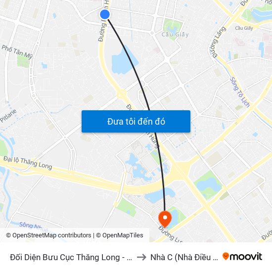 Đối Diện Bưu Cục Thăng Long - Đường Phạm Hùng to Nhà C (Nhà Điều Trị Nội Trú) map