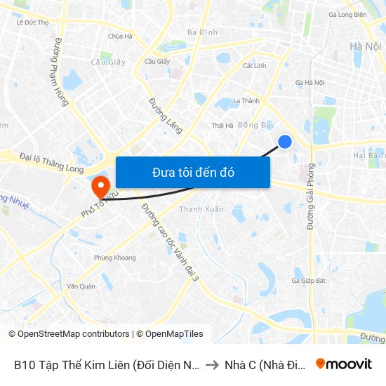 B10 Tập Thể Kim Liên (Đối Diện Ngõ 46b Phạm Ngọc Thạch) to Nhà C (Nhà Điều Trị Nội Trú) map