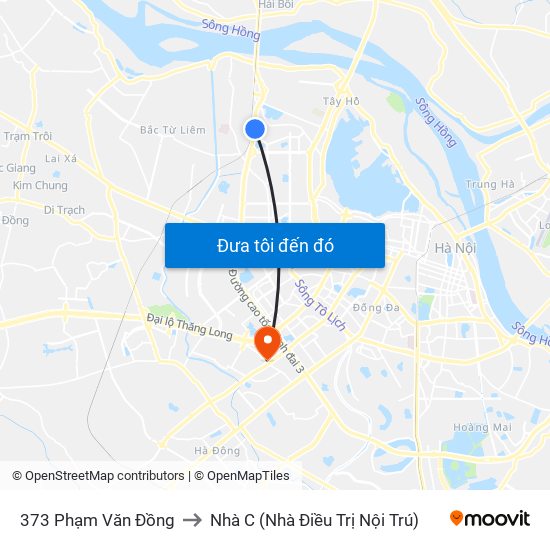 373 Phạm Văn Đồng to Nhà C (Nhà Điều Trị Nội Trú) map
