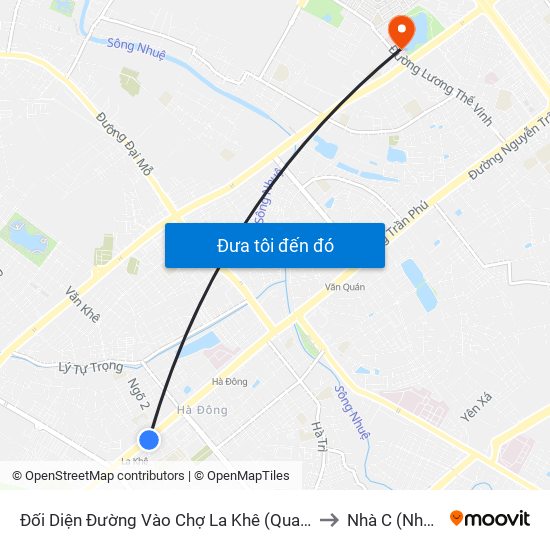 Đối Diện Đường Vào Chợ La Khê (Qua Ga Metro La Khê) - 405 Quang Trung (Hà Đông) to Nhà C (Nhà Điều Trị Nội Trú) map