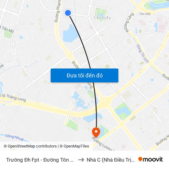 Trường Đh Fpt - Đường Tôn Thất Thuyết to Nhà C (Nhà Điều Trị Nội Trú) map