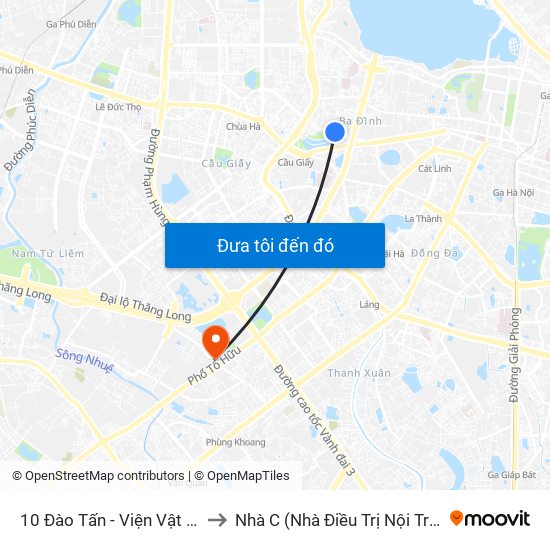 10 Đào Tấn - Viện Vật Lý to Nhà C (Nhà Điều Trị Nội Trú) map