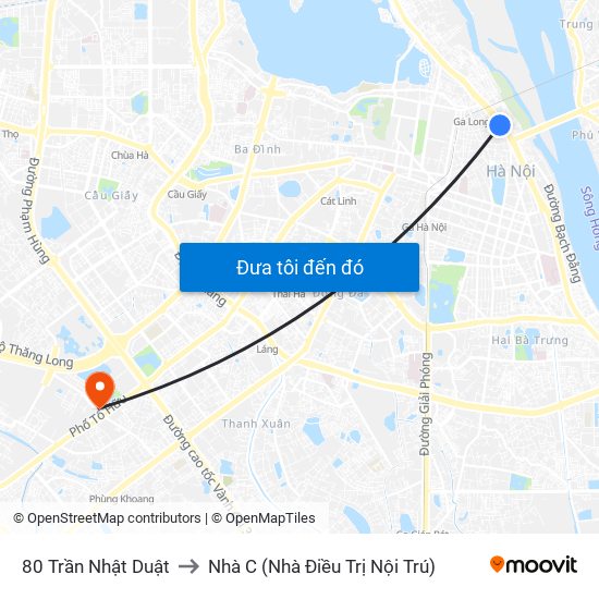 80 Trần Nhật Duật to Nhà C (Nhà Điều Trị Nội Trú) map