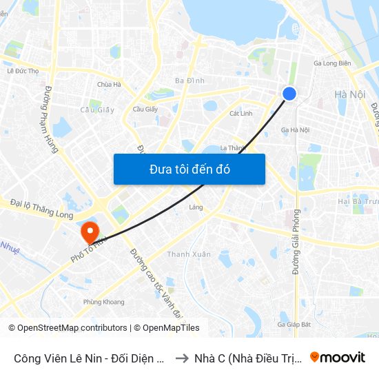 Công Viên Lê Nin - Đối Diện 35 Trần Phú to Nhà C (Nhà Điều Trị Nội Trú) map