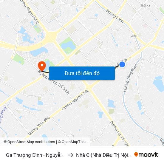 Ga Thượng Đình - Nguyễn Trãi to Nhà C (Nhà Điều Trị Nội Trú) map