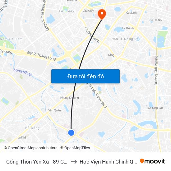 Cổng Thôn Yên Xá - 89 Cầu Bươu to Học Viện Hành Chính Quốc Gia map