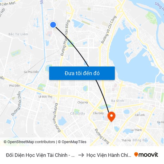 Đối Diện Học Viện Tài Chính - Đường Đức Thắng to Học Viện Hành Chính Quốc Gia map