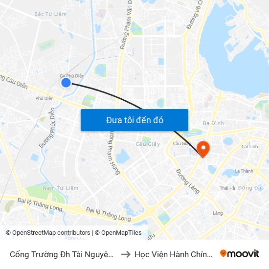 Cổng Trường Đh Tài Nguyên Môi Trường to Học Viện Hành Chính Quốc Gia map