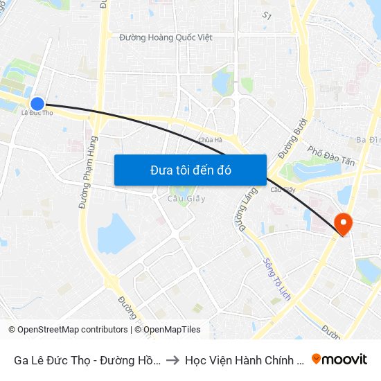 Ga Lê Đức Thọ - Đường Hồ Tùng Mậu to Học Viện Hành Chính Quốc Gia map