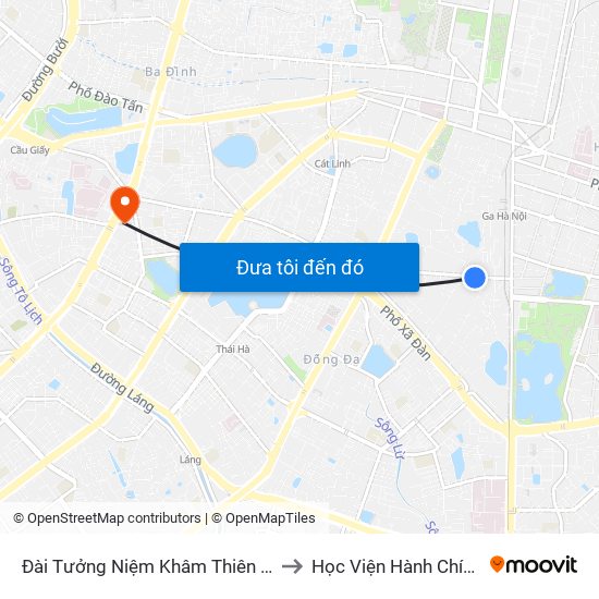 Đài Tưởng Niệm Khâm Thiên - 45 Khâm Thiên to Học Viện Hành Chính Quốc Gia map