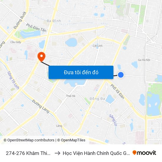 274-276 Khâm Thiên to Học Viện Hành Chính Quốc Gia map