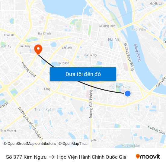 Số 377 Kim Ngưu to Học Viện Hành Chính Quốc Gia map