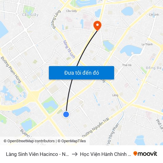 Làng Sinh Viên Hacinco - Nguyễn Tuân to Học Viện Hành Chính Quốc Gia map