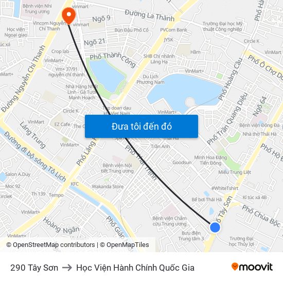 290 Tây Sơn to Học Viện Hành Chính Quốc Gia map