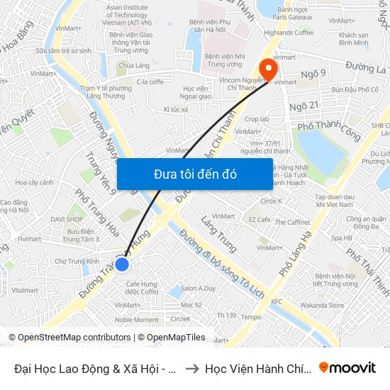 Đại Học Lao Động & Xã Hội - 43 Trần Duy Hưng to Học Viện Hành Chính Quốc Gia map