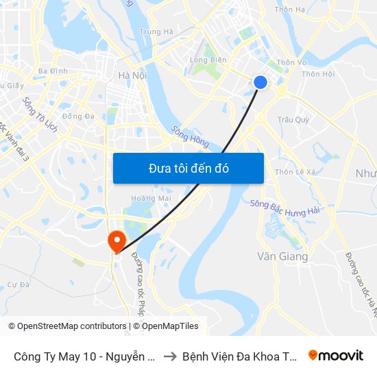 Công Ty May 10 - Nguyễn Văn Linh to Bệnh Viện Đa Khoa Thanh Trì map