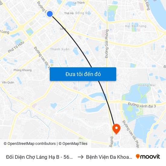 Đối Diện Chợ Láng Hạ B - 564 Đường Láng to Bệnh Viện Đa Khoa Thanh Trì map