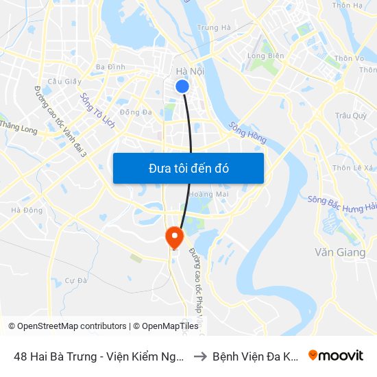 48 Hai Bà Trưng - Viện Kiểm Nghiệm Thuốc Trung Ương to Bệnh Viện Đa Khoa Thanh Trì map