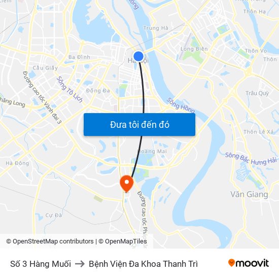 Số 3 Hàng Muối to Bệnh Viện Đa Khoa Thanh Trì map