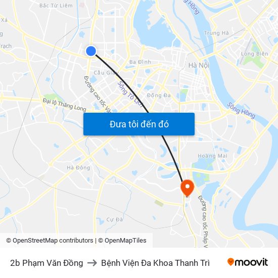 2b Phạm Văn Đồng to Bệnh Viện Đa Khoa Thanh Trì map