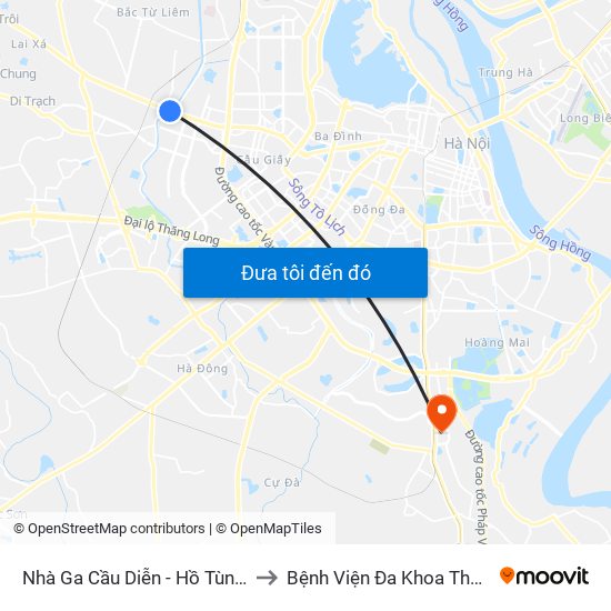Nhà Ga Cầu Diễn - Hồ Tùng Mậu to Bệnh Viện Đa Khoa Thanh Trì map