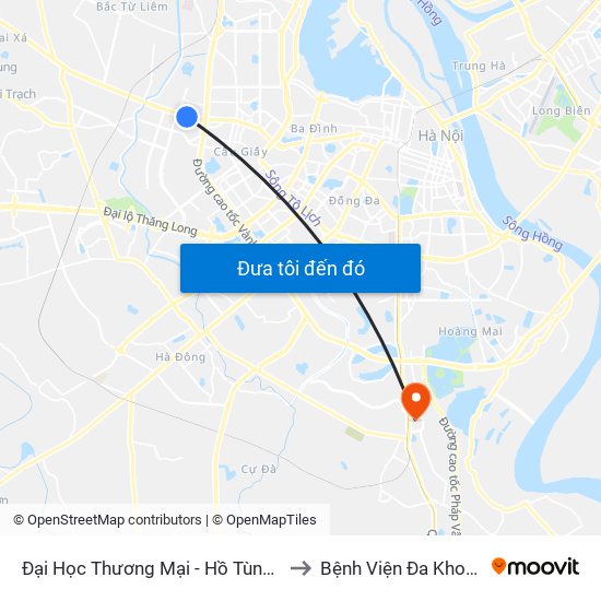 Đại Học Thương Mại - Hồ Tùng Mậu (Cột Sau) to Bệnh Viện Đa Khoa Thanh Trì map