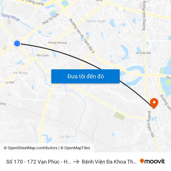 Số 170 - 172 Vạn Phúc - Hà Đông to Bệnh Viện Đa Khoa Thanh Trì map