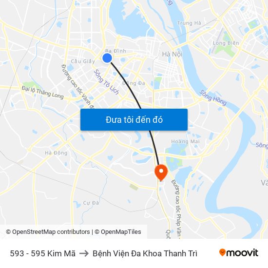 593 - 595 Kim Mã to Bệnh Viện Đa Khoa Thanh Trì map