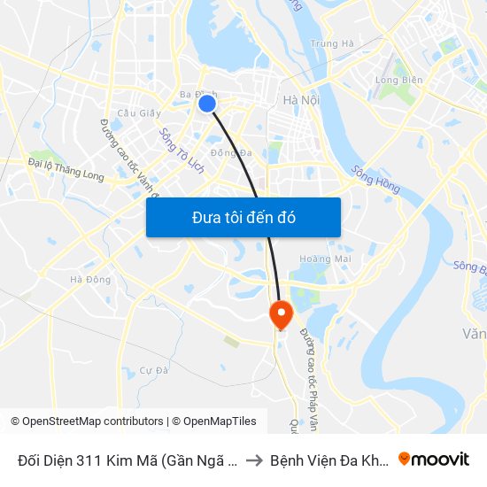 Đối Diện 311 Kim Mã (Gần Ngã 4 Kim Mã - Vạn Bảo) to Bệnh Viện Đa Khoa Thanh Trì map