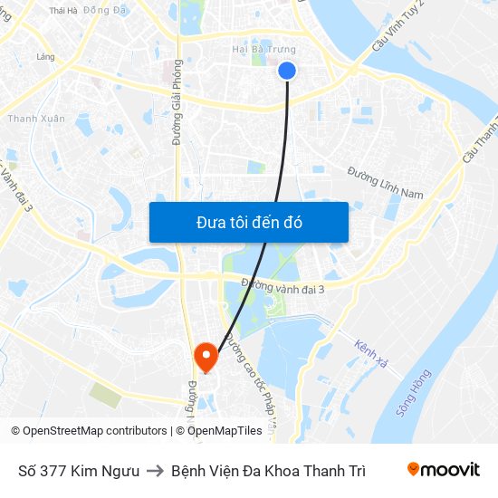 Số 377 Kim Ngưu to Bệnh Viện Đa Khoa Thanh Trì map