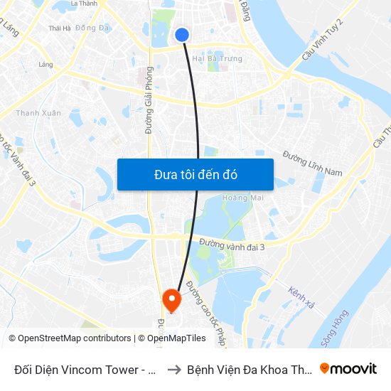 Đối Diện Vincom Tower - Bà Triệu to Bệnh Viện Đa Khoa Thanh Trì map