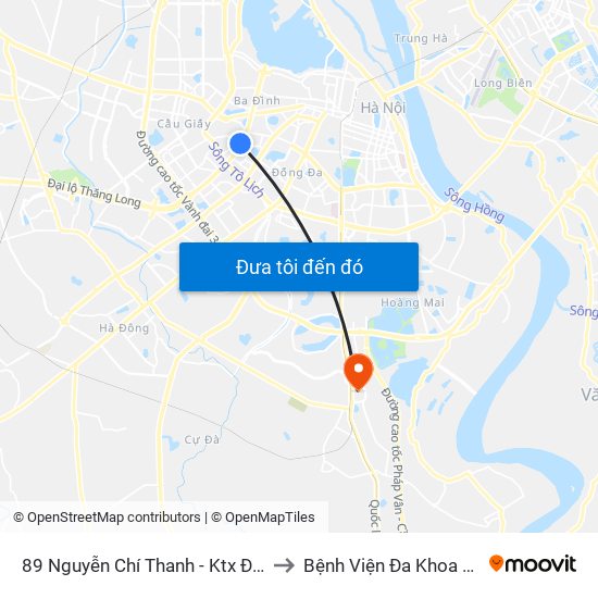 89 Nguyễn Chí Thanh - Ktx Đại Học Luật to Bệnh Viện Đa Khoa Thanh Trì map