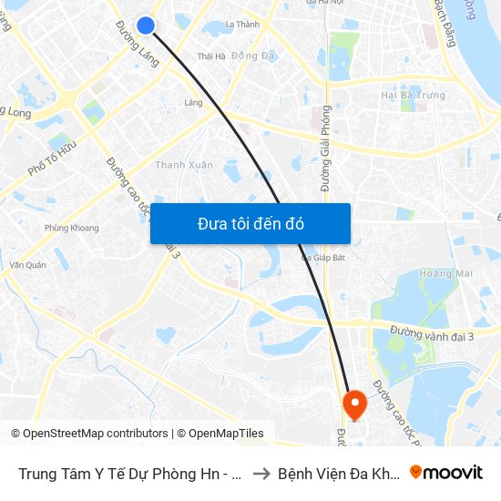 Trung Tâm Y Tế Dự Phòng Hn - 70 Nguyễn Chí Thanh to Bệnh Viện Đa Khoa Thanh Trì map